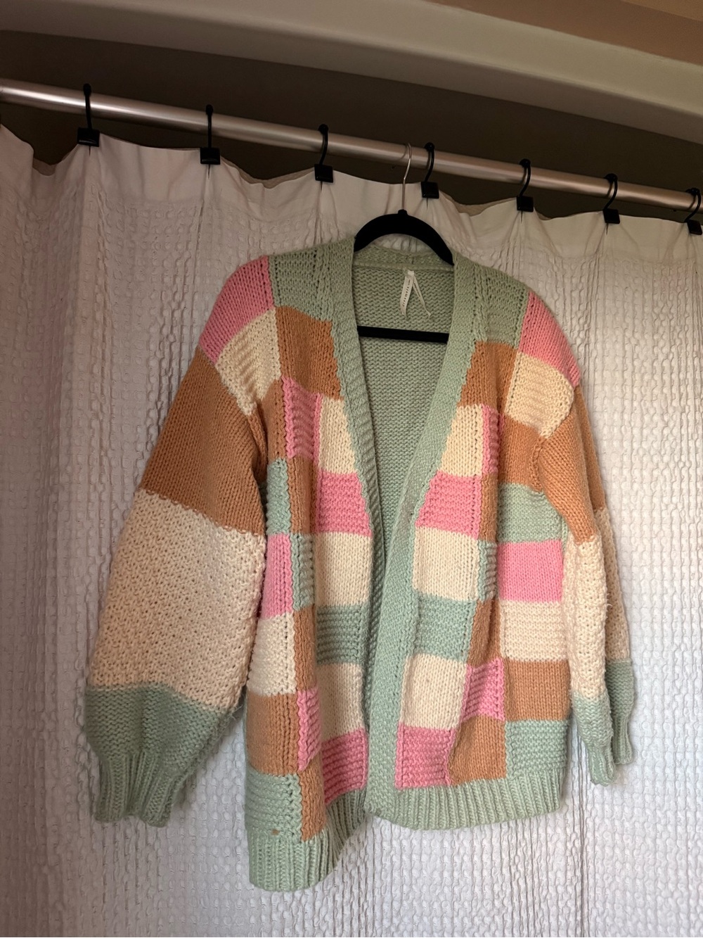 Knit patchwork open cardigan - Picture 2 of 8